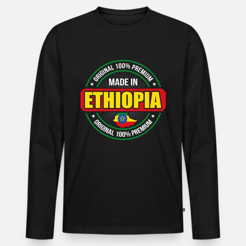 Äthiopien - Männer Premium Bio Langarmshirt - Schwarz