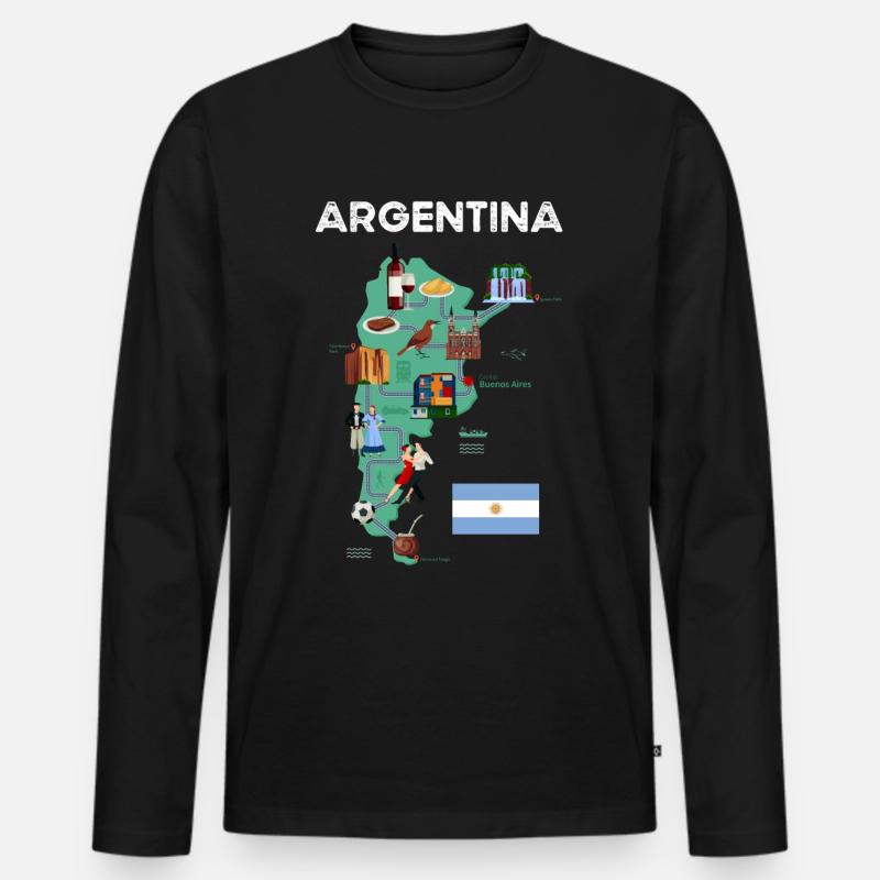 Argentinien - Männer Premium Bio Langarmshirt - Schwarz