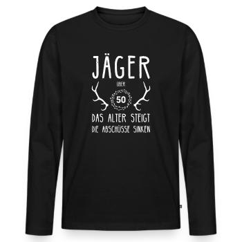 Jäger Geburtstag Jagd Jägerin Drückjagd Jagdschein - Männer Premium Bio Langarmshirt - Schwarz - Vorne - Nico (187cm)