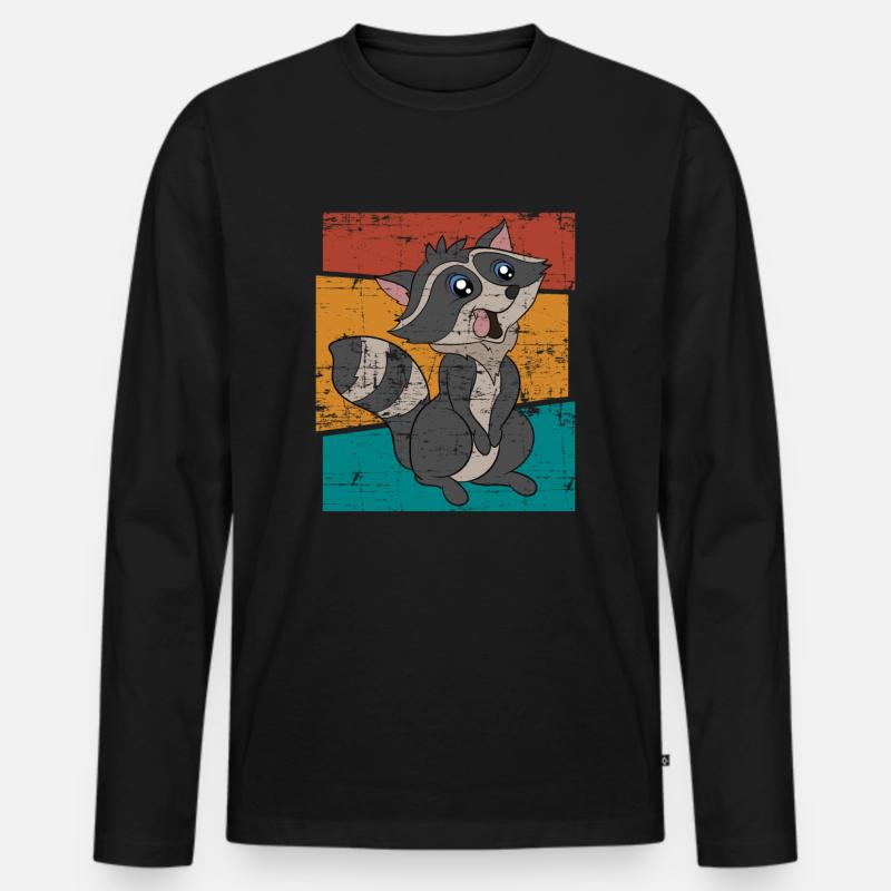 Waschbären Geschenk Waschbär - Männer Premium Bio Langarmshirt - Schwarz