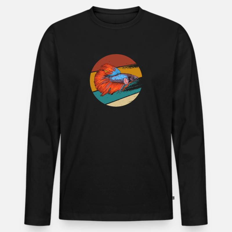 Siamesischer Kampffisch Zierfisch Fisch Geschenk - Männer Premium Bio Langarmshirt - Schwarz