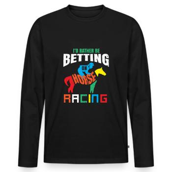 Courses hippiques Hippodromes - T-shirt manches longues Premium bio Homme - noir - Devant - Nico (187cm)