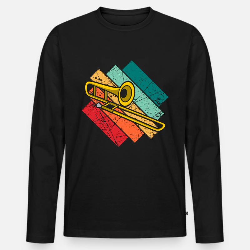 Posaune Trombone - Männer Premium Bio Langarmshirt - Schwarz