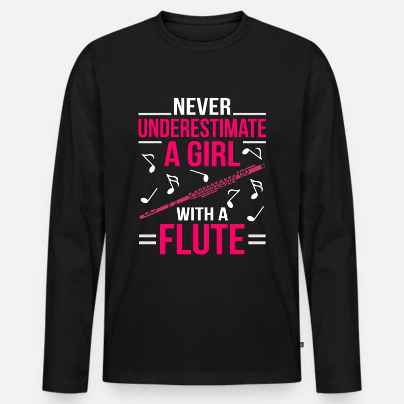 Querflöte - Männer Premium Bio Langarmshirt - Schwarz