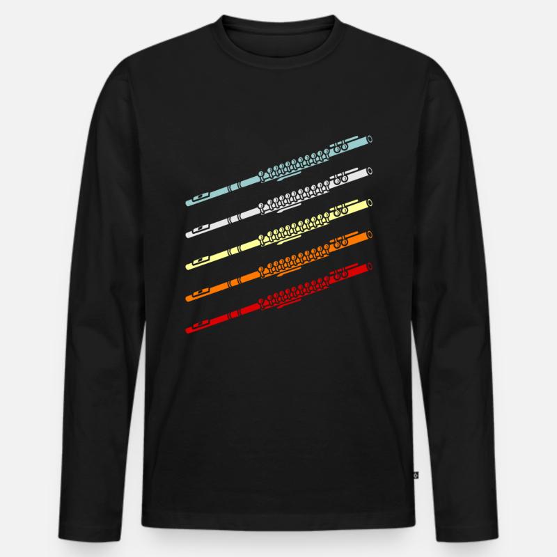 Querflöte Seitengeblasene Flöte - Männer Premium Bio Langarmshirt - Schwarz