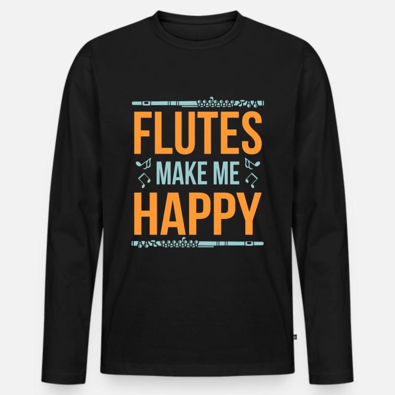 Querflöte Seitengeblasene Flöte - Männer Premium Bio Langarmshirt - Schwarz