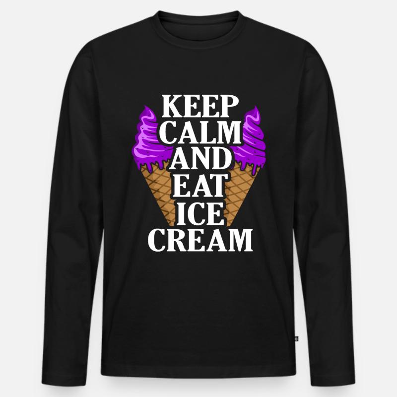 Eiscreme - Männer Premium Bio Langarmshirt - Schwarz