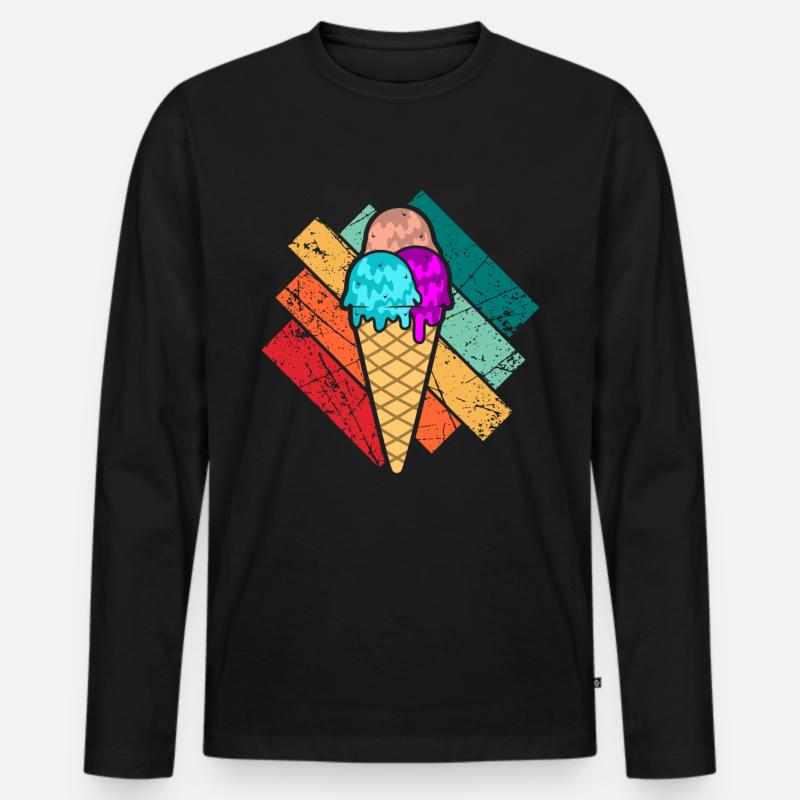 Eiscreme - Männer Premium Bio Langarmshirt - Schwarz