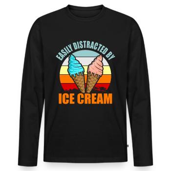 Eiscreme - Männer Premium Bio Langarmshirt - Schwarz - Vorne - Nico (187cm)
