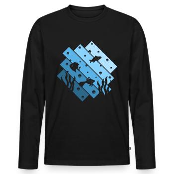 Aquarium - T-shirt manches longues Premium bio Homme - noir - Devant - Nico (187cm)