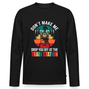 Train - T-shirt manches longues Premium bio Homme - noir - Devant - Nico (187cm)