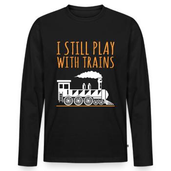 train - Men's Premium Organic Long Sleeve Shirt - black - Front - Nico (187cm)