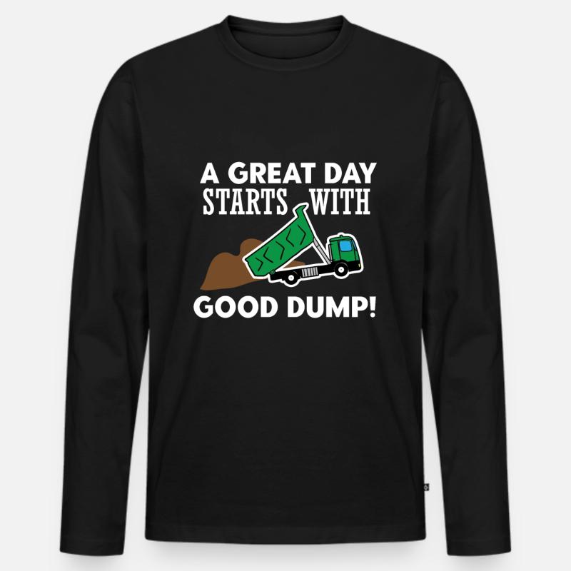 Baustelle Ablader Kies LKW Muldenkipper - Männer Premium Bio Langarmshirt - Schwarz