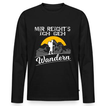 Wanderer, Mir reicht´s ich geh Wandern, Berggipfel - Männer Premium Bio Langarmshirt - Schwarz - Vorne - Nico (187cm)