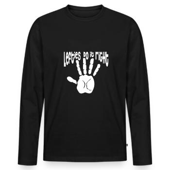 Linkshänder Linke Hand alles mit links - Männer Premium Bio Langarmshirt - Schwarz - Vorne - Nico (187cm)