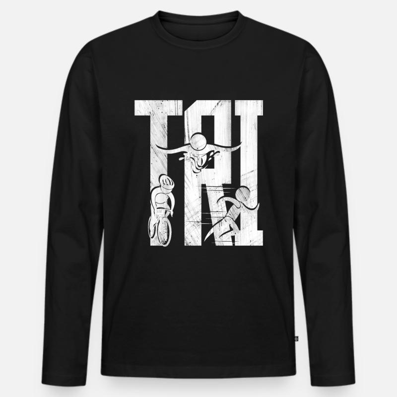 Triathlon - Männer Premium Bio Langarmshirt - Schwarz
