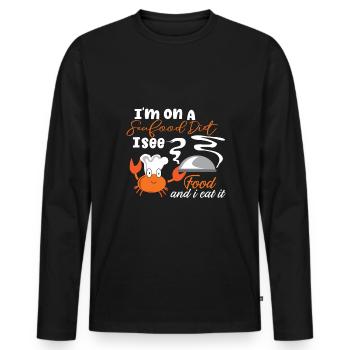 Seafood Seafood Fish Crab Squid - Men's Premium Organic Long Sleeve Shirt - black - Front - Nico (187cm)