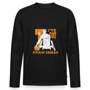 Basketball Rollstuhl Handicap Behinderung - Männer Premium Bio Langarmshirt - Schwarz - Vorne - Nico (187cm)