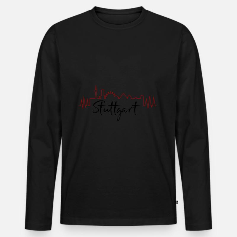 Stuttgart - Männer Premium Bio Langarmshirt - Schwarz