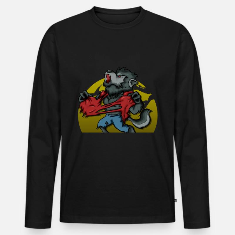 Werwolf - Männer Premium Bio Langarmshirt - Schwarz