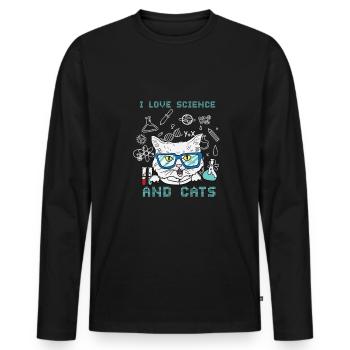 Science Research Laboratory Cats - Men's Premium Organic Long Sleeve Shirt - black - Front - Nico (187cm)