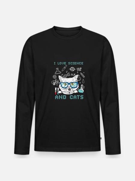 Science Recherche Laboratoire chats - T-shirt manches longues Premium bio Homme - noir