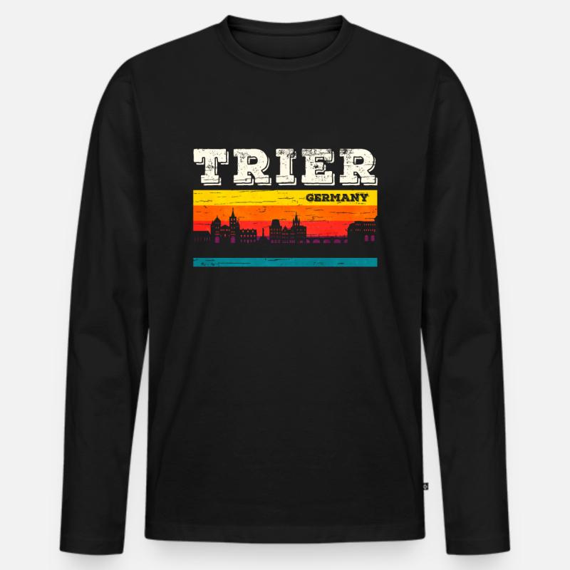 Trier - Männer Premium Bio Langarmshirt - Schwarz