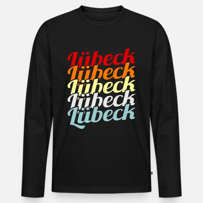 Lübeck - Männer Premium Bio Langarmshirt - Schwarz