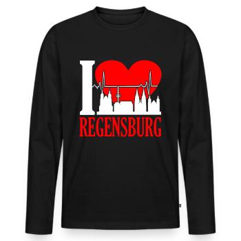 Regensburg - Men's Premium Organic Long Sleeve Shirt - black - Front - Nico (187cm)