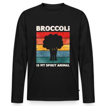 Brocolis - T-shirt manches longues Premium bio Homme - noir - Devant - Nico (187cm)