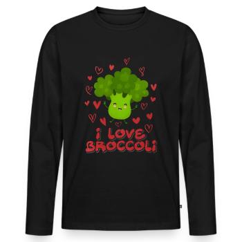 Brocolis - T-shirt manches longues Premium bio Homme - noir - Devant - Nico (187cm)