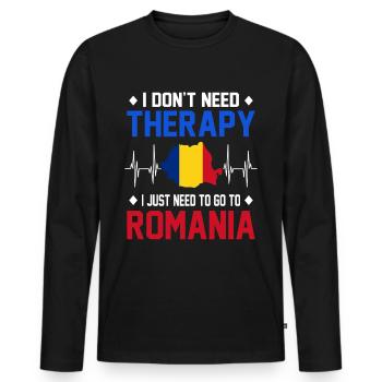 Romania - Men's Premium Organic Long Sleeve Shirt - black - Front - Nico (187cm)