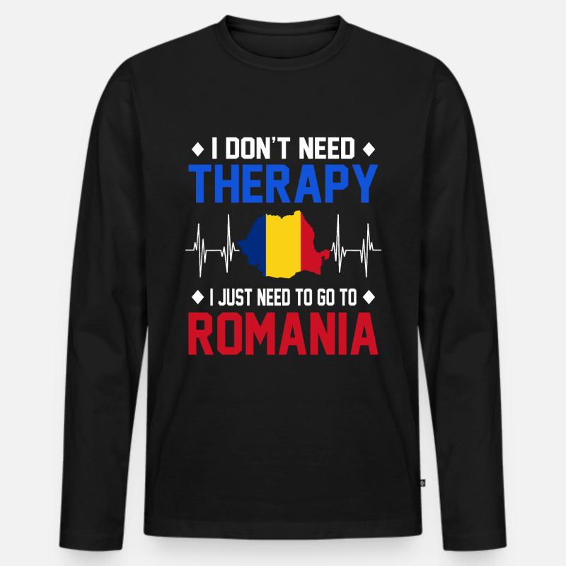 Rumänien - Männer Premium Bio Langarmshirt - Schwarz