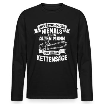 Kettensäge Opa Motorsäge Holzfäller Rentner - Männer Premium Bio Langarmshirt - Schwarz - Vorne - Nico (187cm)