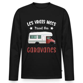 Les Vrais Mecs Trient Des Caravanes - T-shirt manches longues Premium bio Homme - noir - Devant - Nico (187cm)