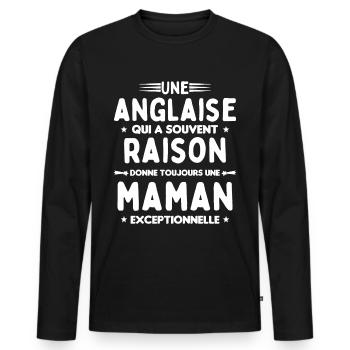 Une anglaise donne toujours maman exceptionnelle - T-shirt manches longues Premium bio Homme - noir - Devant - Nico (187cm)