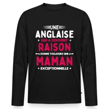 Une anglaise donne toujours maman exceptionnelle - T-shirt manches longues Premium bio Homme - noir - Devant - Nico (187cm)