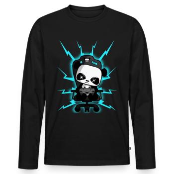 Süßer Gaming Panda, PEW PEW, Halloween, Horror - Männer Premium Bio Langarmshirt - Schwarz - Vorne - Nico (187cm)