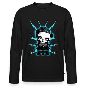 Cute Gaming Panda, PEW PEW, Nerd, Gamer, Gaming - Men's Premium Organic Long Sleeve Shirt - black - Front - Nico (187cm)