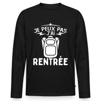 j'peux pas j'ai Rentrée Humour Rentrée Scolaire - T-shirt manches longues Premium bio Homme - noir - Devant - Nico (187cm)
