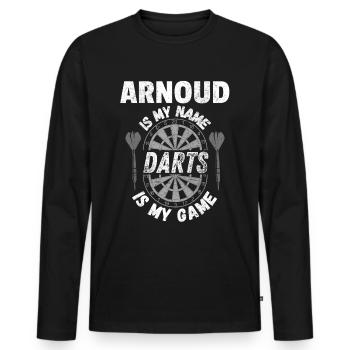 Conception de fléchettes robustes, look vintage et usé - T-shirt manches longues Premium bio Homme - noir - Devant - Nico (187cm)
