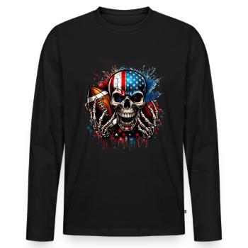 Aggressive Skull for American Football - Men's Premium Organic Long Sleeve Shirt - black - Front - Nico (187cm)