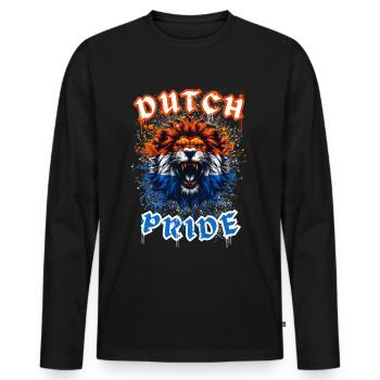 Dutch Lion in Dutch flag colors - Men's Premium Organic Long Sleeve Shirt - black - Front - Nico (187cm)