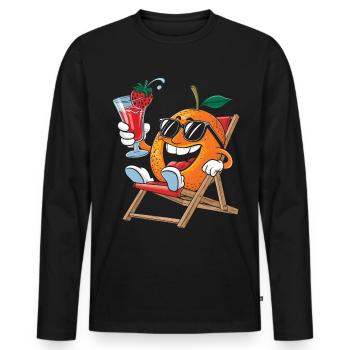 Orange - Männer Premium Bio Langarmshirt - Schwarz - Vorne - Nico (187cm)