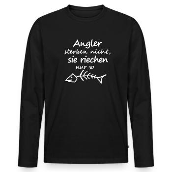 Angler sterben nicht sie riechen nur so Spruch - Männer Premium Bio Langarmshirt - Schwarz - Vorne - Nico (187cm)