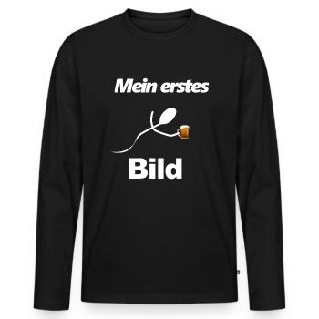 Ma première image de sperme avec une bière - T-shirt manches longues Premium bio Homme - noir - Devant - Nico (187cm)