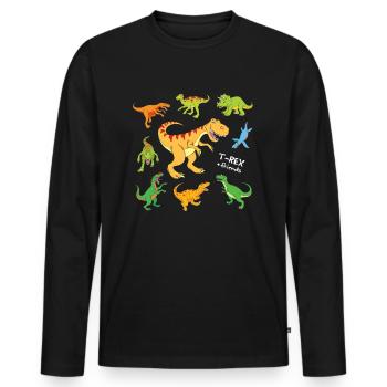 T-Rex and friends Dinosaurier - Männer Premium Bio Langarmshirt - Schwarz - Vorne - Nico (187cm)