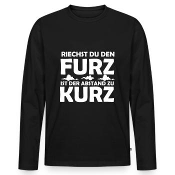 Riechst Du Den Furz Ist Der Abstand Zu Kurz Spruch - Männer Premium Bio Langarmshirt - Schwarz - Vorne - Nico (187cm)