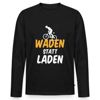 Waden Statt Laden Anti E-Bike MTB Downhill - Männer Premium Bio Langarmshirt - Schwarz - Vorne - Nico (187cm)