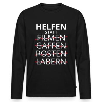 Helfen statt Filmen Gaffen Cooler Spruch RETTER - Männer Premium Bio Langarmshirt - Schwarz - Vorne - Nico (187cm)